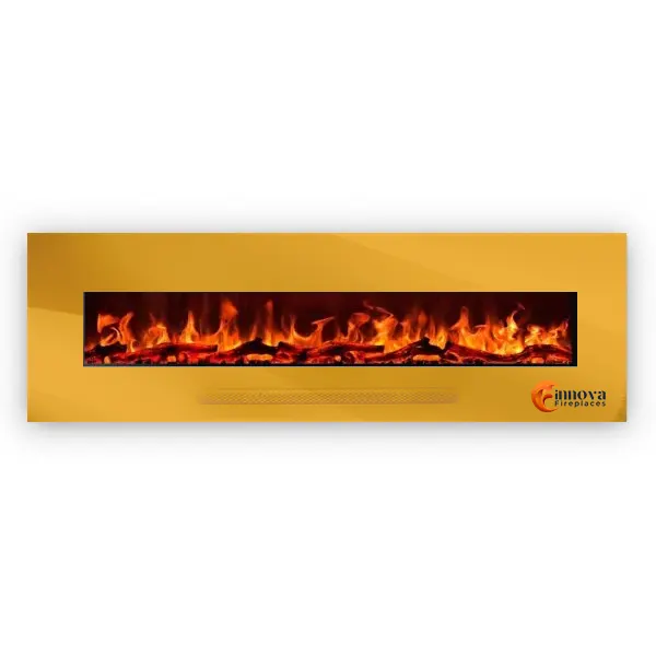 Innova Electric Fireplace – Gold (36 x 18 x 6 Inches, Dual Heater + Remote Control)