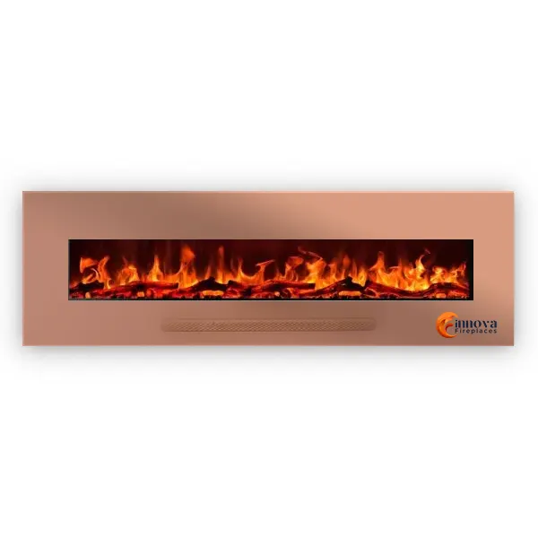 Innova Electric Fireplace – Rose Gold (36 x 18 x 6 Inches, Dual Heater + Remote Control)