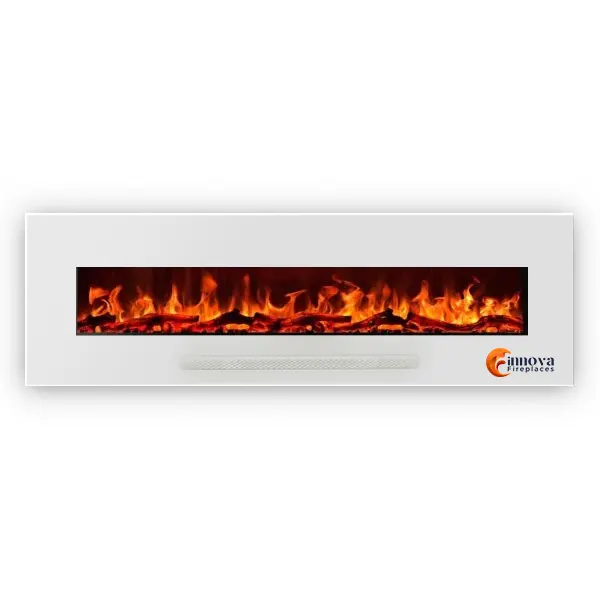 Innova Electric Fireplace – White (36 x 18 x 6 Inches, Dual Heater + Remote Control)