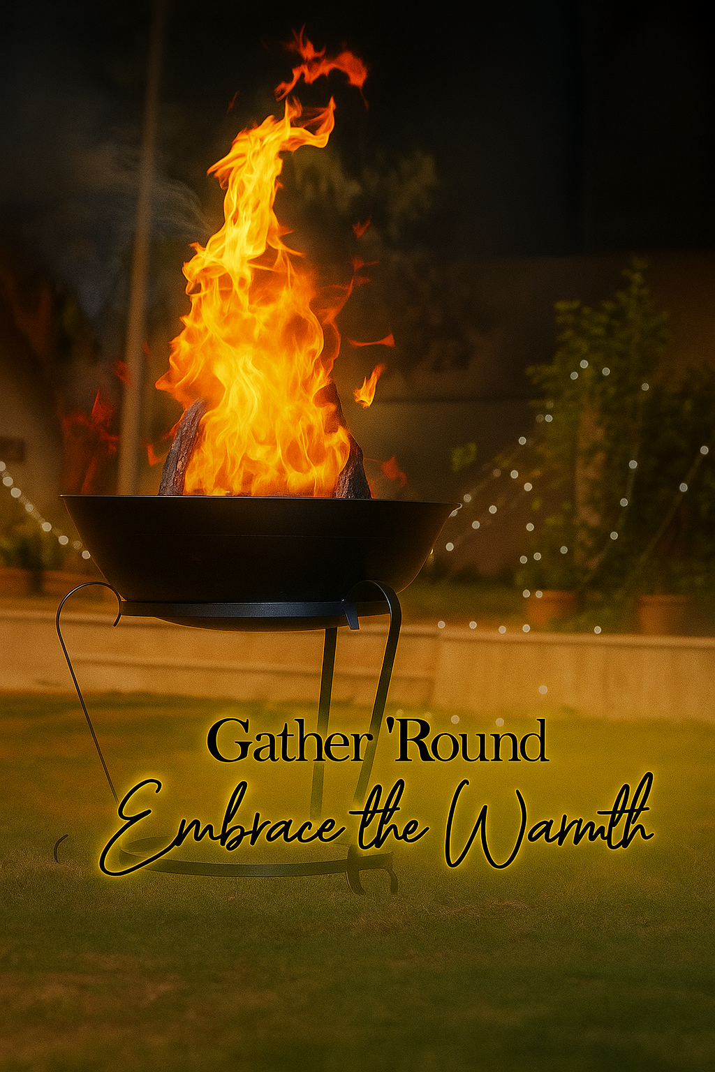 Innova Firepit Round Black – 24” Wood Burning Firepit for Garden, Patio 